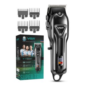 VGR V-051 professional hair clipper in black with four guide combs and retail box