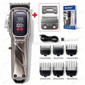 Kemei KM-1550 Cordless Hair Clipper Professional Trimmer USB LED Low Noise Cutting